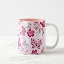 De Café Em Dois Tons Caneca das borboletas da primavera