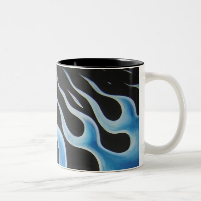 De Café Em Dois Tons Caneca das chamas azuis (Direita)