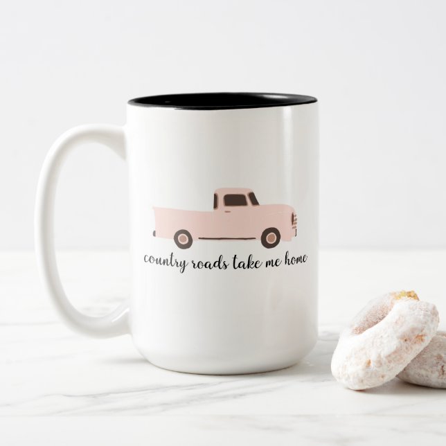 De Café Em Dois Tons Caneca das estradas secundárias (Com Donut)