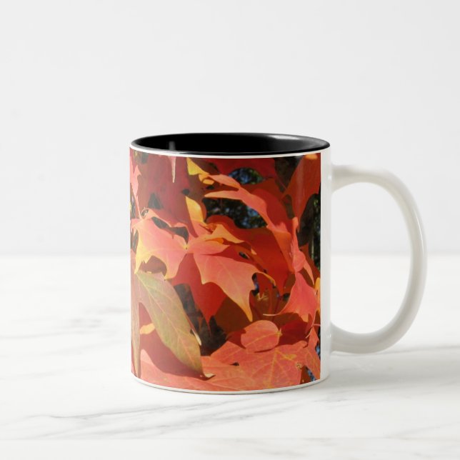 De Café Em Dois Tons caneca das folhas (Direita)