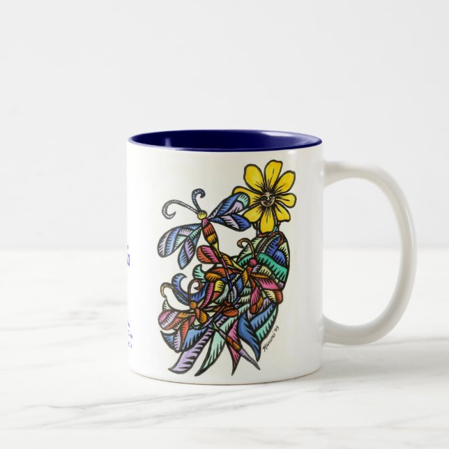 De Café Em Dois Tons Caneca das libélulas (Direita)