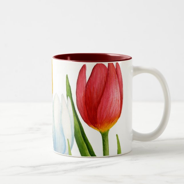 De Café Em Dois Tons Caneca das tulipas do primavera (Direita)
