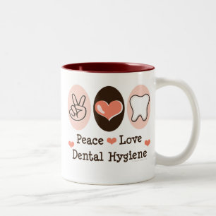 De Café Em Dois Tons Caneca dental da higiene do amor da paz