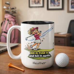De Café Em Dois Tons Caneca Divertida da Garota Golfista no Fairway