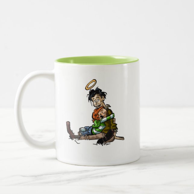 De Café Em Dois Tons Caneca do abraço (Esquerda)