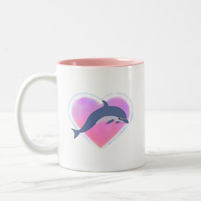 De Café Em Dois Tons Caneca do amor do golfinho (Esquerda)