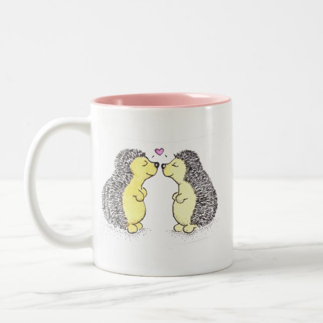 De Café Em Dois Tons Caneca do amor do ouriço (Esquerda)