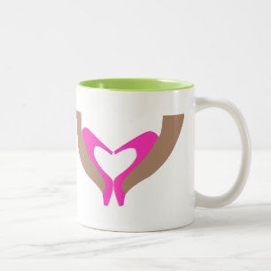 De Café Em Dois Tons CANECA do AMOR dos CALÇADOS do fúcsia e do limã