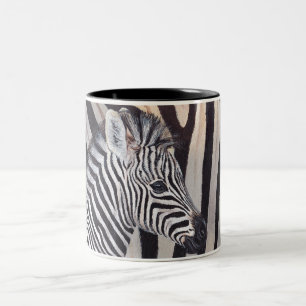 De Café Em Dois Tons Caneca do bebê e da mamã da zebra das listras