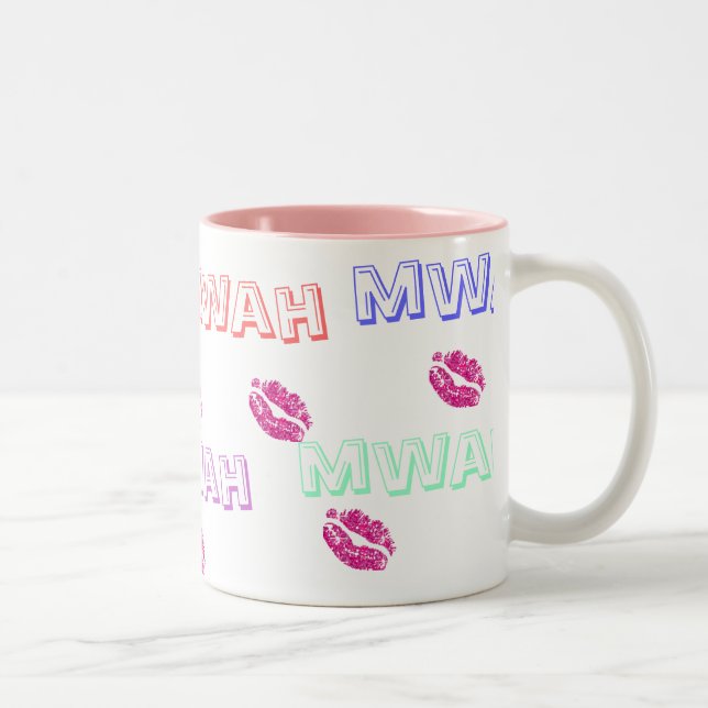 De Café Em Dois Tons Caneca do beijo (Mwah) (Direita)