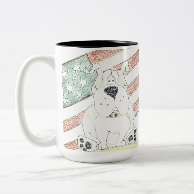 De Café Em Dois Tons caneca do bulldog patriota (Esquerda)