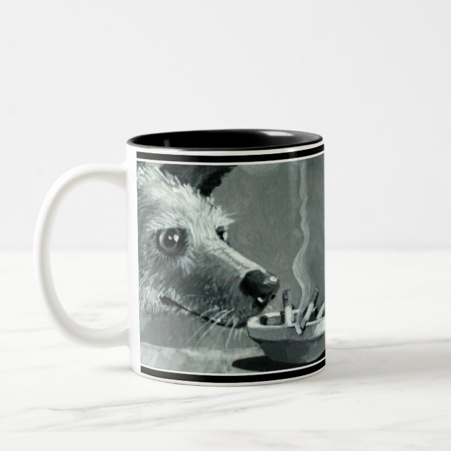 De Café Em Dois Tons Caneca do cão Sniffing do bumbum do ACD (Esquerda)