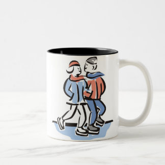 De Café Em Dois Tons Caneca do casal do patinagem no gelo