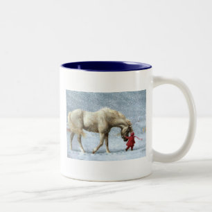 De Café Em Dois Tons Caneca do cavalo e da menina