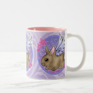 De Café Em Dois Tons Caneca do coelho do anjo