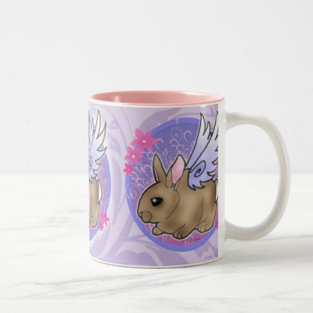 De Café Em Dois Tons Caneca do coelho do anjo (Direita)
