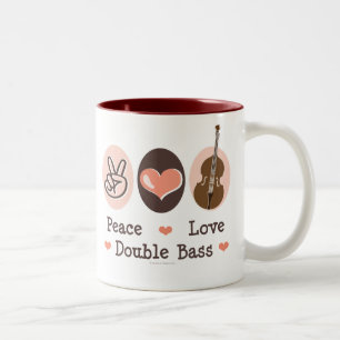 De Café Em Dois Tons Caneca do contrabaixo do amor da paz