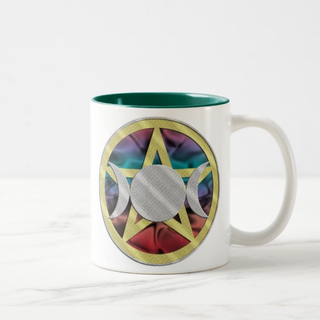 De Café Em Dois Tons Caneca do copo da deusa triplicar-se do Pentacle (Direita)
