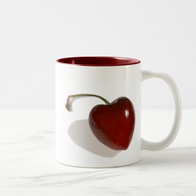 De Café Em Dois Tons Caneca do coração da cereja (Direita)