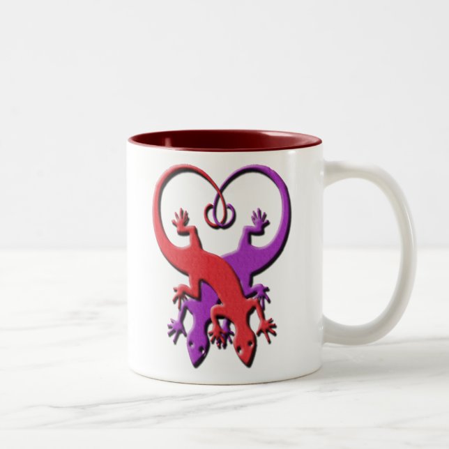 De Café Em Dois Tons Caneca do coração do geco (Direita)