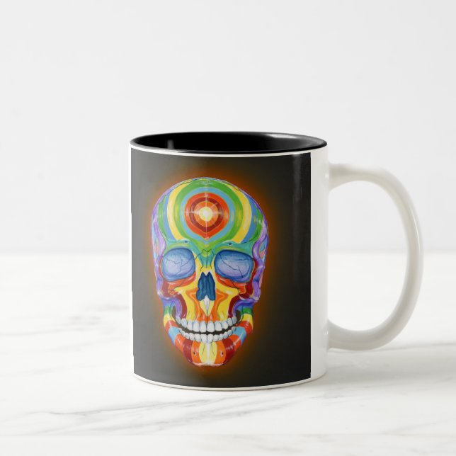De Café Em Dois Tons Caneca do crânio do arco-íris (Direita)