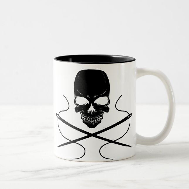 De Café Em Dois Tons Caneca do crânio e do Agulha-Café (Direita)