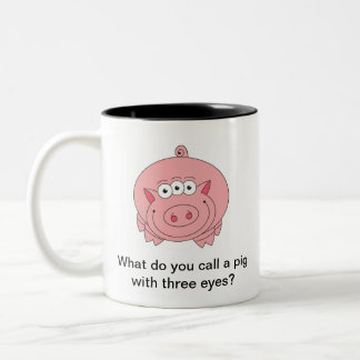 De Café Em Dois Tons Caneca do crivo: Porco com três olhos