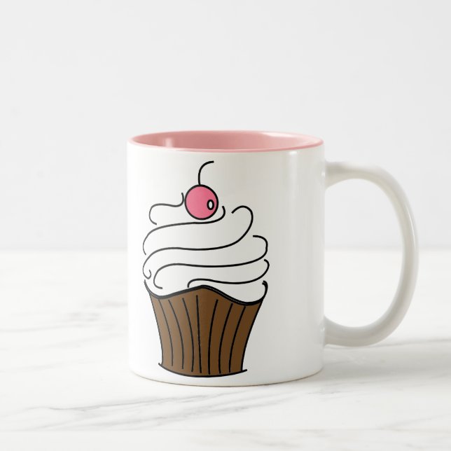 De Café Em Dois Tons Caneca do cupcake (Direita)