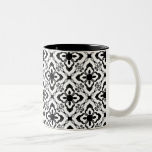 De Café Em Dois Tons Caneca do damasco simplesmente do brilho, preto e