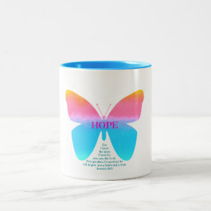 De Café Em Dois Tons Caneca do Dois-Tom da borboleta da esperança do