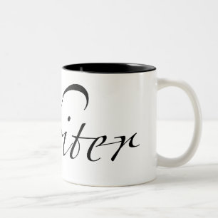 De Café Em Dois Tons Caneca do Dois-Tom do escritor (rotulação preta)