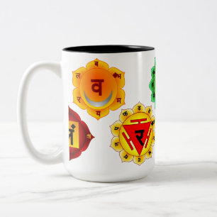 De Café Em Dois Tons CANECA do DOIS-TOM dos SÍMBOLOS 15OZ da IOGA REIK
