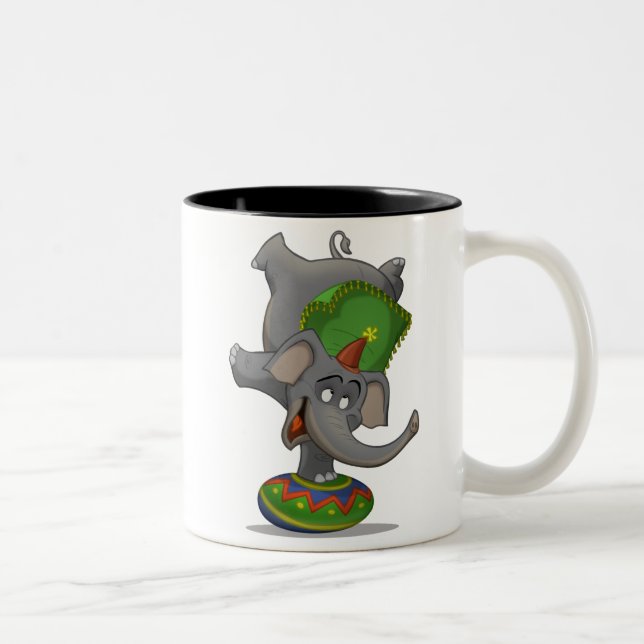 De Café Em Dois Tons Caneca do elefante do circo (Direita)