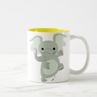 De Café Em Dois Tons Caneca do elefante dos desenhos animados da dança