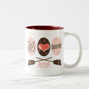 De Café Em Dois Tons Caneca do enfileiramento da fileira do amor da paz
