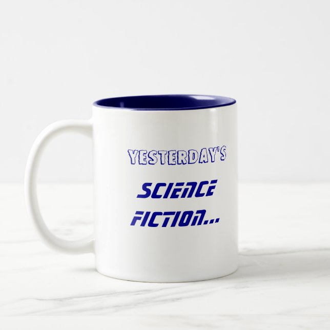 De Café Em Dois Tons Caneca do fato da ciência da ficção científica (Esquerda)