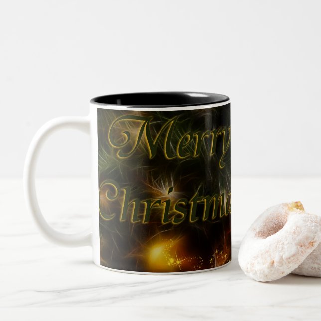 De Café Em Dois Tons Caneca do Feliz Natal (Com Donut)