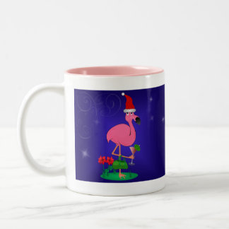 De Café Em Dois Tons Caneca do flamingo do Natal