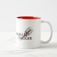 Caneca do fumo & do punhal, branca com vermelho
