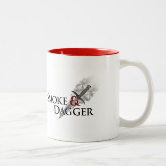 De Café Em Dois Tons Caneca do fumo & do punhal, branca com vermelho