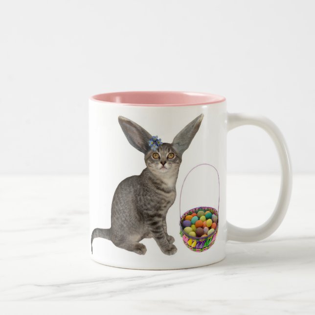 De Café Em Dois Tons Caneca do gatinho da páscoa (Direita)