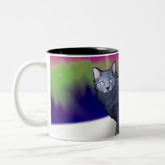 De Café Em Dois Tons Caneca do gato da aurora boreal (Aurora)