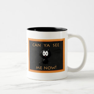 De Café Em Dois Tons Caneca do gato do Dia das Bruxas!