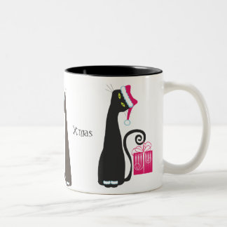 De Café Em Dois Tons Caneca do gato do papai noel