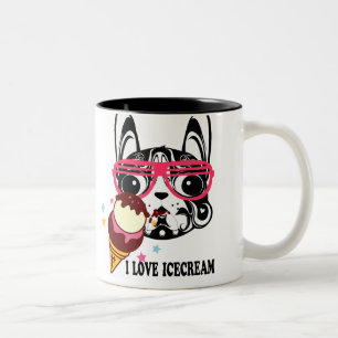 De Café Em Dois Tons caneca do gelado dos sunglass do cão do doggy