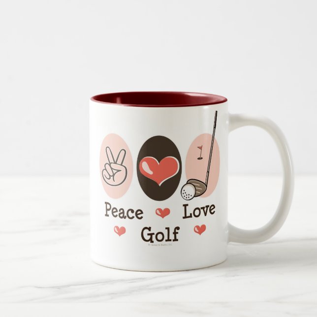 De Café Em Dois Tons Caneca do golfe do amor da paz (Direita)