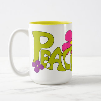 De Café Em Dois Tons Caneca do hippy da paz & do amor