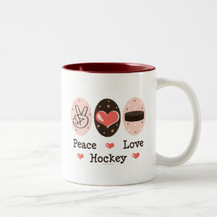 De Café Em Dois Tons Caneca do hóquei do amor da paz