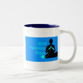 De Café Em Dois Tons caneca do iKnit (azul)