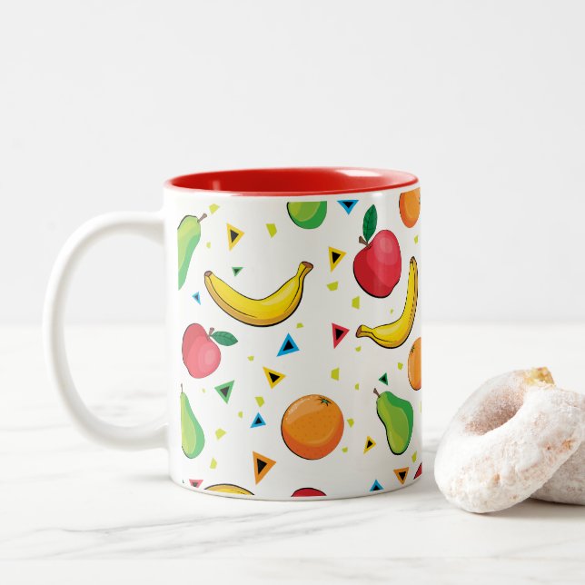 De Café Em Dois Tons Caneca do impressão do divertimento da fruta (Com Donut)